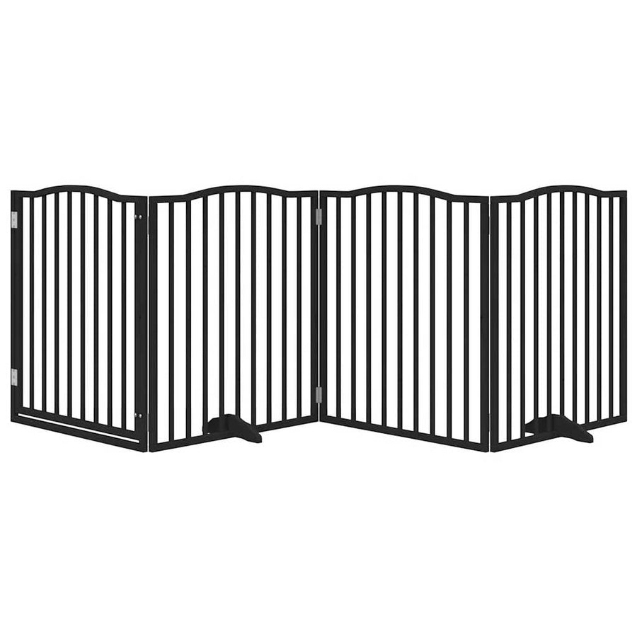 Hondenhek Inklapbaar 4 Panelen 320 Cm Populierenhout 80 x 90 x 2 cm Zwart