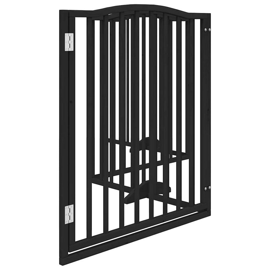 Hondenhek Inklapbaar 4 Panelen 320 Cm Populierenhout 80 x 90 x 2 cm Zwart