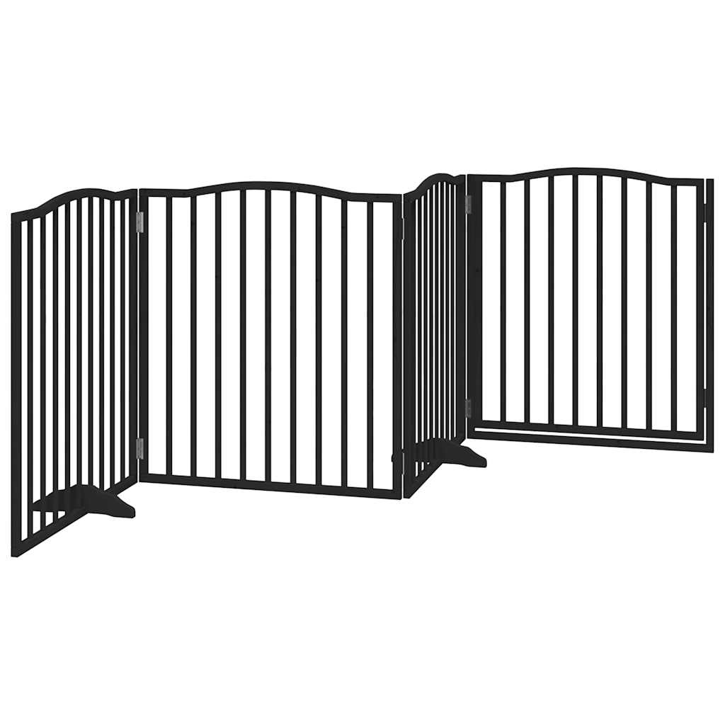 Hondenhek Inklapbaar 4 Panelen 320 Cm Populierenhout 80 x 90 x 2 cm Zwart