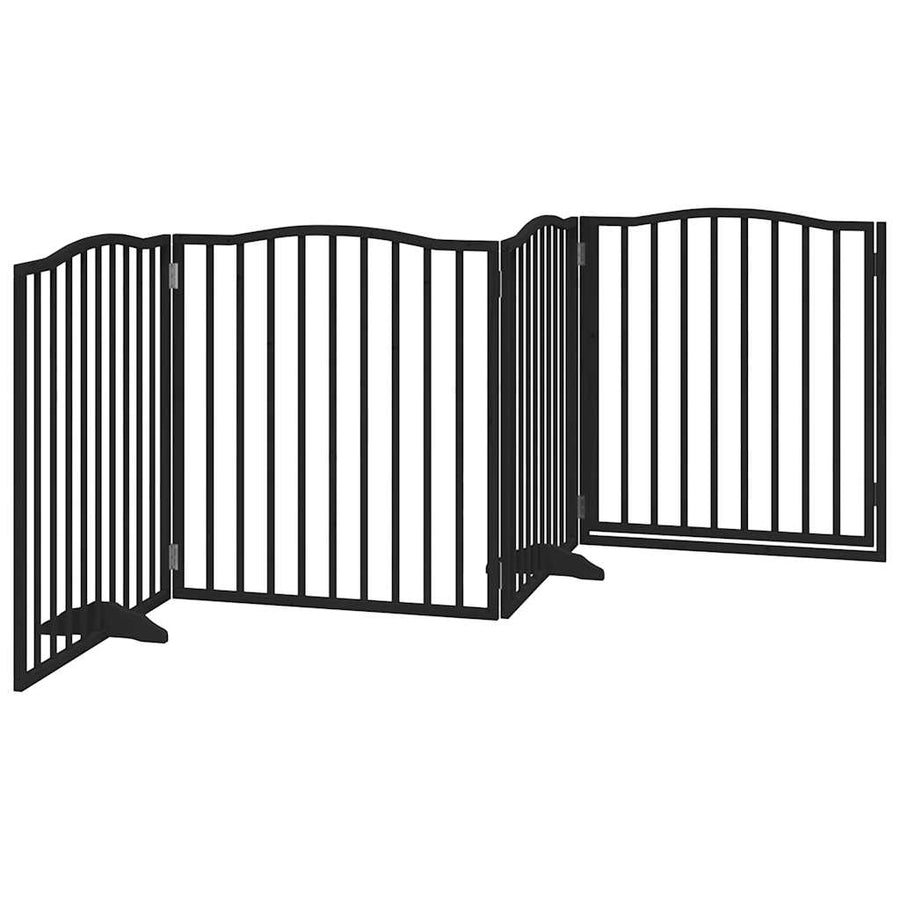 Hondenhek Inklapbaar 4 Panelen 320 Cm Populierenhout 80 x 90 x 2 cm Zwart