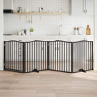 Foldable Dog Gate 4 Panels 320 cm Poplar Wood Black