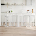 Foldable dog gate with door 6 panels 300 cm poplar wood white