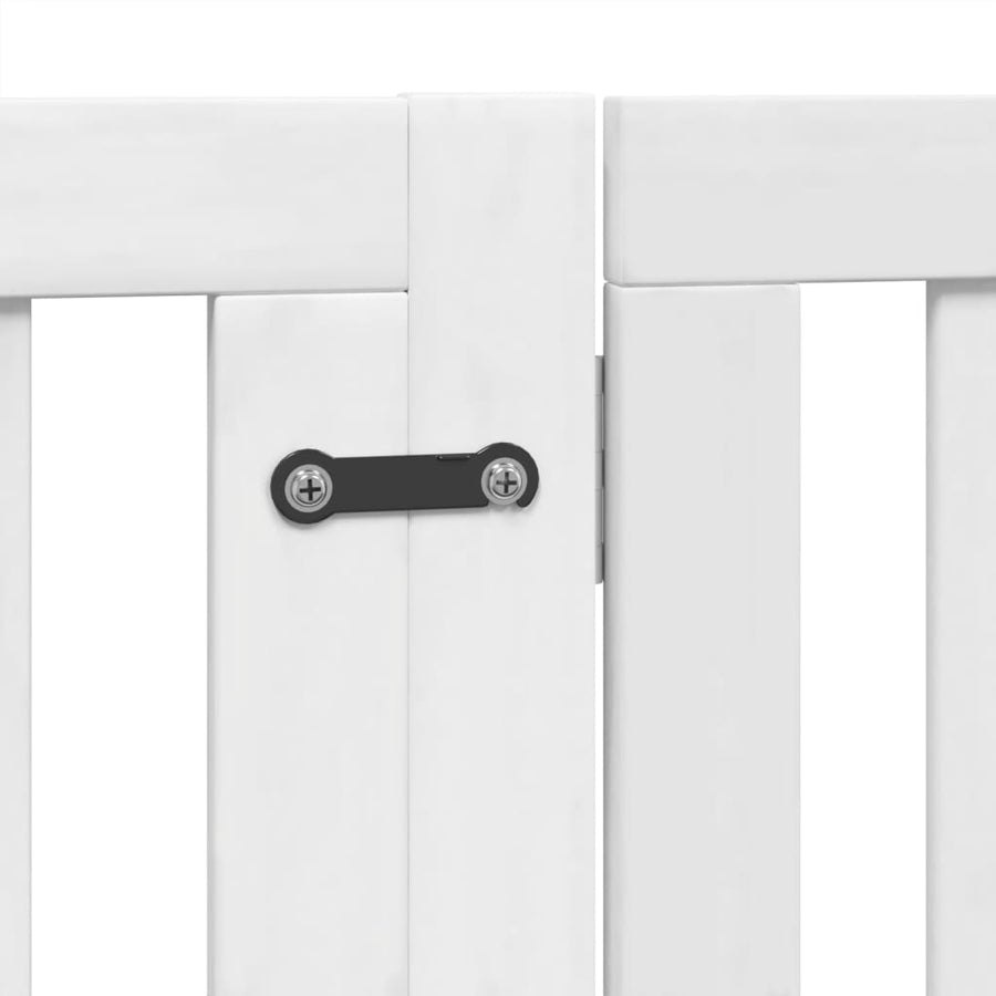 Hondenhek inklapbaar met deur 4 panelen 320 cm populierhout wit