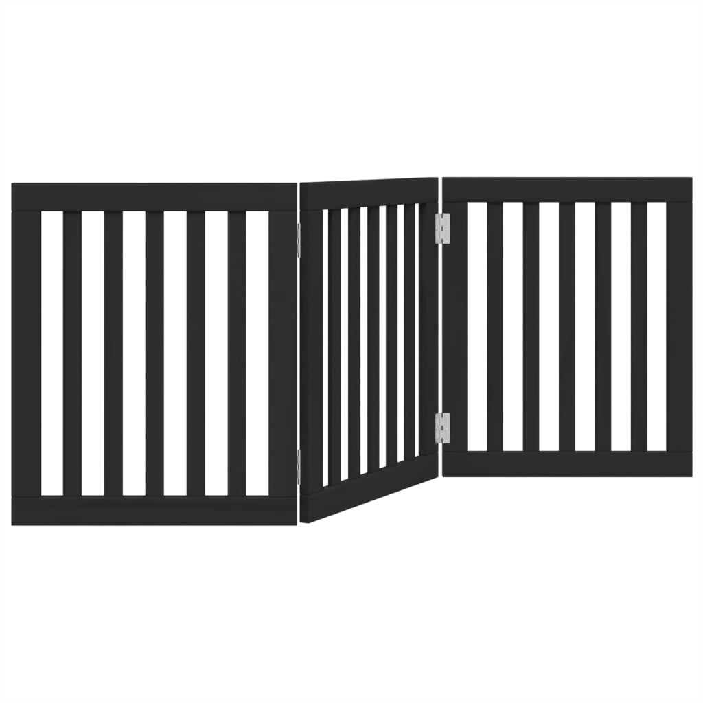 Hondenhek Inklapbaar 3 Panelen 150 Cm Populierenhout 50 x 60 x 2 cm Zwart