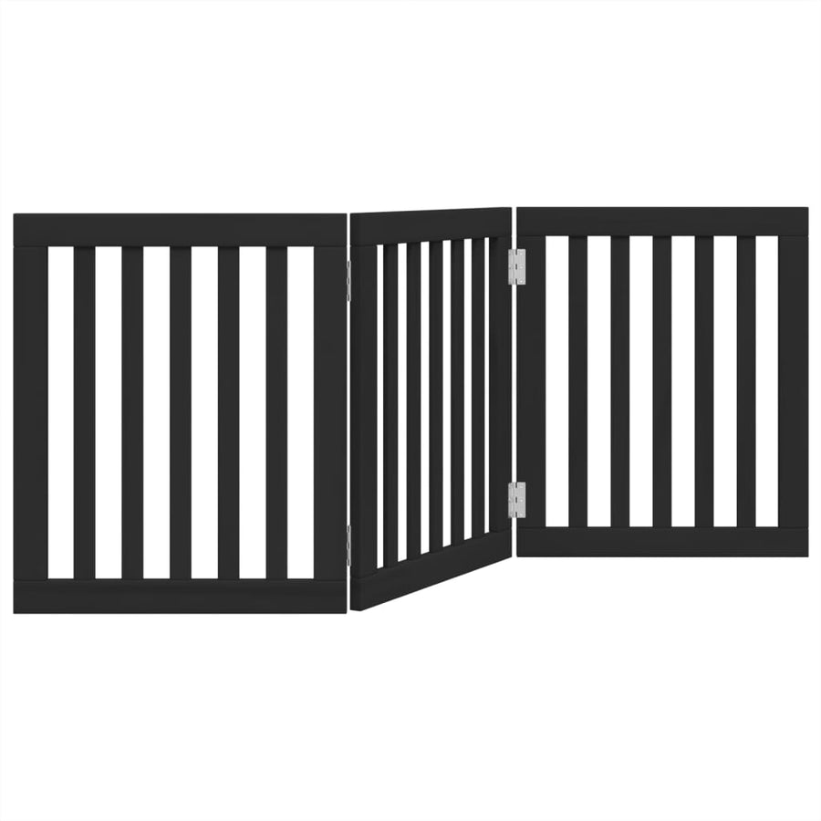 Hondenhek Inklapbaar 3 Panelen 150 Cm Populierenhout 50 x 60 x 2 cm Zwart