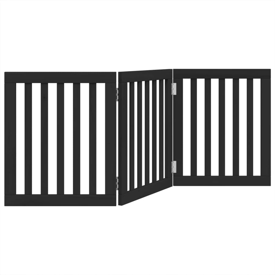 Hondenhek Inklapbaar 3 Panelen 150 Cm Populierenhout 50 x 60 x 2 cm Zwart