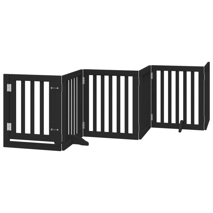 Hondenhek Inklapbaar 6 Panelen 300 Cm Populierenhout 50 x 60 x 2 cm Zwart