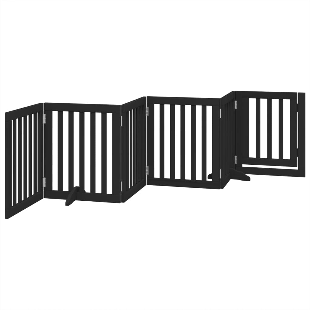 Hondenhek Inklapbaar 6 Panelen 300 Cm Populierenhout 50 x 60 x 2 cm Zwart