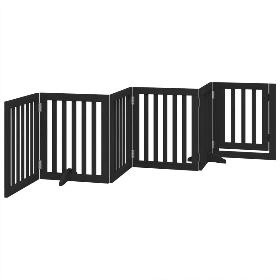 Hondenhek Inklapbaar 6 Panelen 300 Cm Populierenhout 50 x 60 x 2 cm Zwart