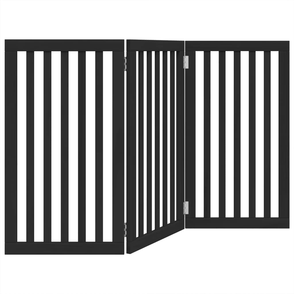 Hondenhek inklapbaar 3 panelen 150 cm populierenhout zwart