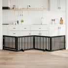 Foldable Dog Gate 4 Panels 320 cm Poplar Wood Black