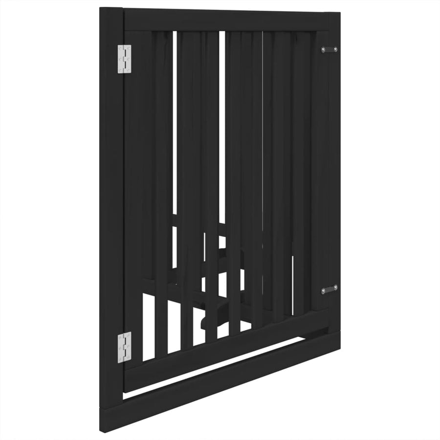 Hondenhek Inklapbaar 4 Panelen 320 Cm Populierenhout 80 x 90 x 2 cm Zwart