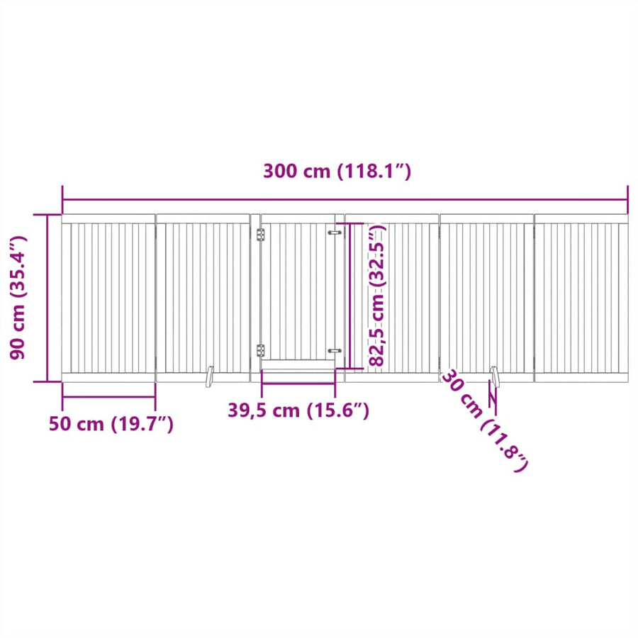 Hondenhek inklapbaar 6 panelen 300 cm populierenhout bruin