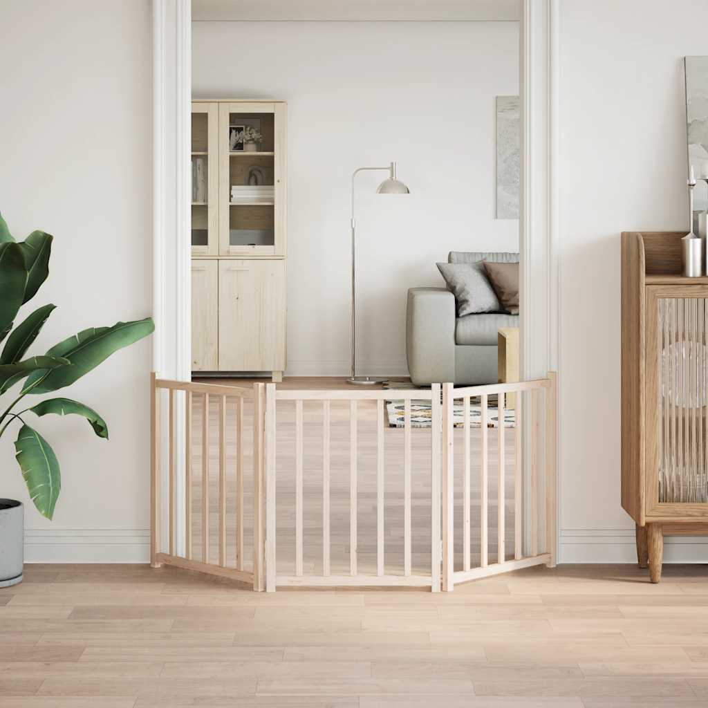 Hondenhek Inklapbaar 3 Panelen 150 Cm Massief Vurenhout 50 x 60 x 2 cm Naturel