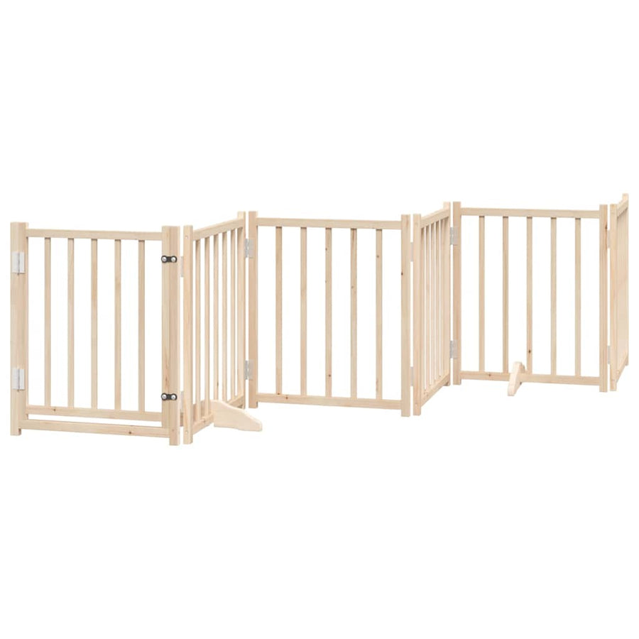 Hondenhek Inklapbaar Met Deur 6 Panelen 300Cm Massief Vurenhout 50 x 60 x 2 cm Naturel