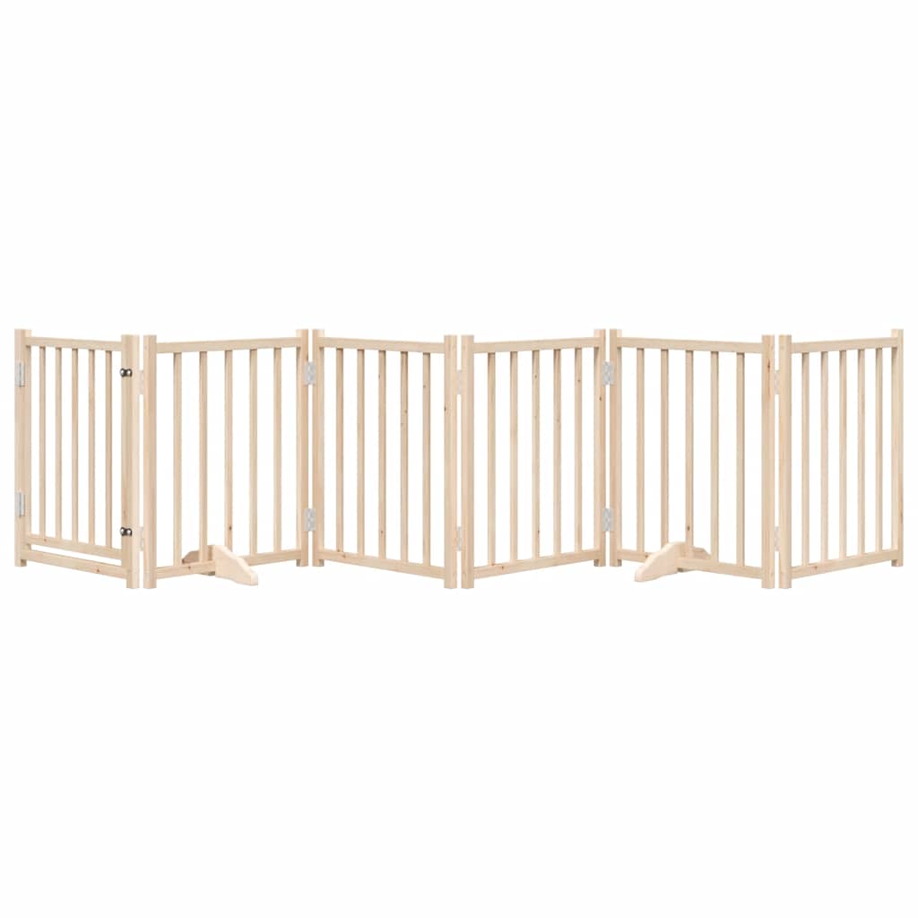 Hondenhek Inklapbaar Met Deur 6 Panelen 300Cm Massief Vurenhout 50 x 60 x 2 cm Naturel