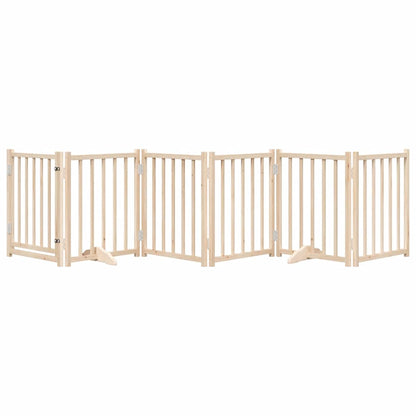 Hondenhek Inklapbaar Met Deur 6 Panelen 300Cm Massief Vurenhout 50 x 60 x 2 cm Naturel