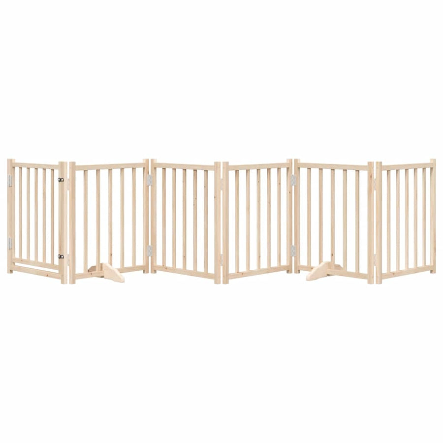 Hondenhek Inklapbaar Met Deur 6 Panelen 300Cm Massief Vurenhout 50 x 60 x 2 cm Naturel