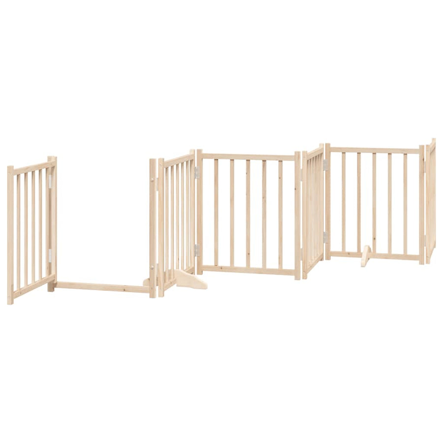Hondenhek Inklapbaar Met Deur 6 Panelen 300Cm Massief Vurenhout 50 x 60 x 2 cm Naturel