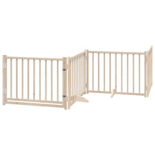 Hondenhek Inklapbaar Met Deur 4 Panelen 320Cm Massief Vurenhout 80 x 60 x 2 cm Naturel