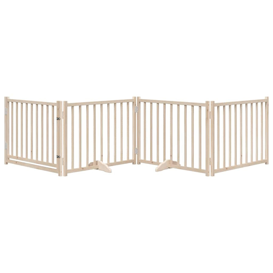Hondenhek Inklapbaar Met Deur 4 Panelen 320Cm Massief Vurenhout 80 x 60 x 2 cm Naturel