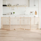 Folding Dog Gate with Door 4 Panels 320 cm Solid Spruce Wood