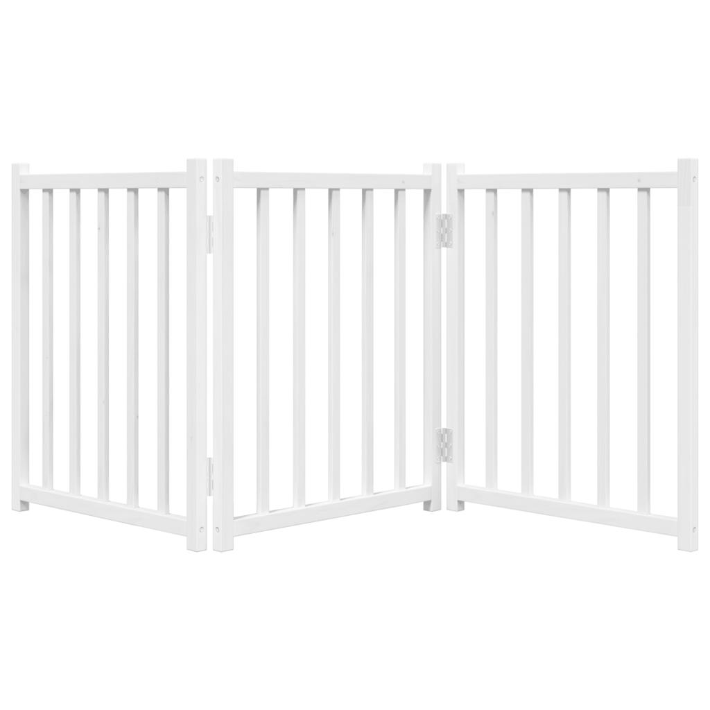 Hondenhek Inklapbaar 3 Panelen 150 Cm Massief Vurenhout 50 x 60 x 2 cm Wit