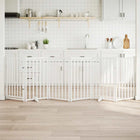 Dog gate foldable 6 panels 300 cm solid spruce wood white