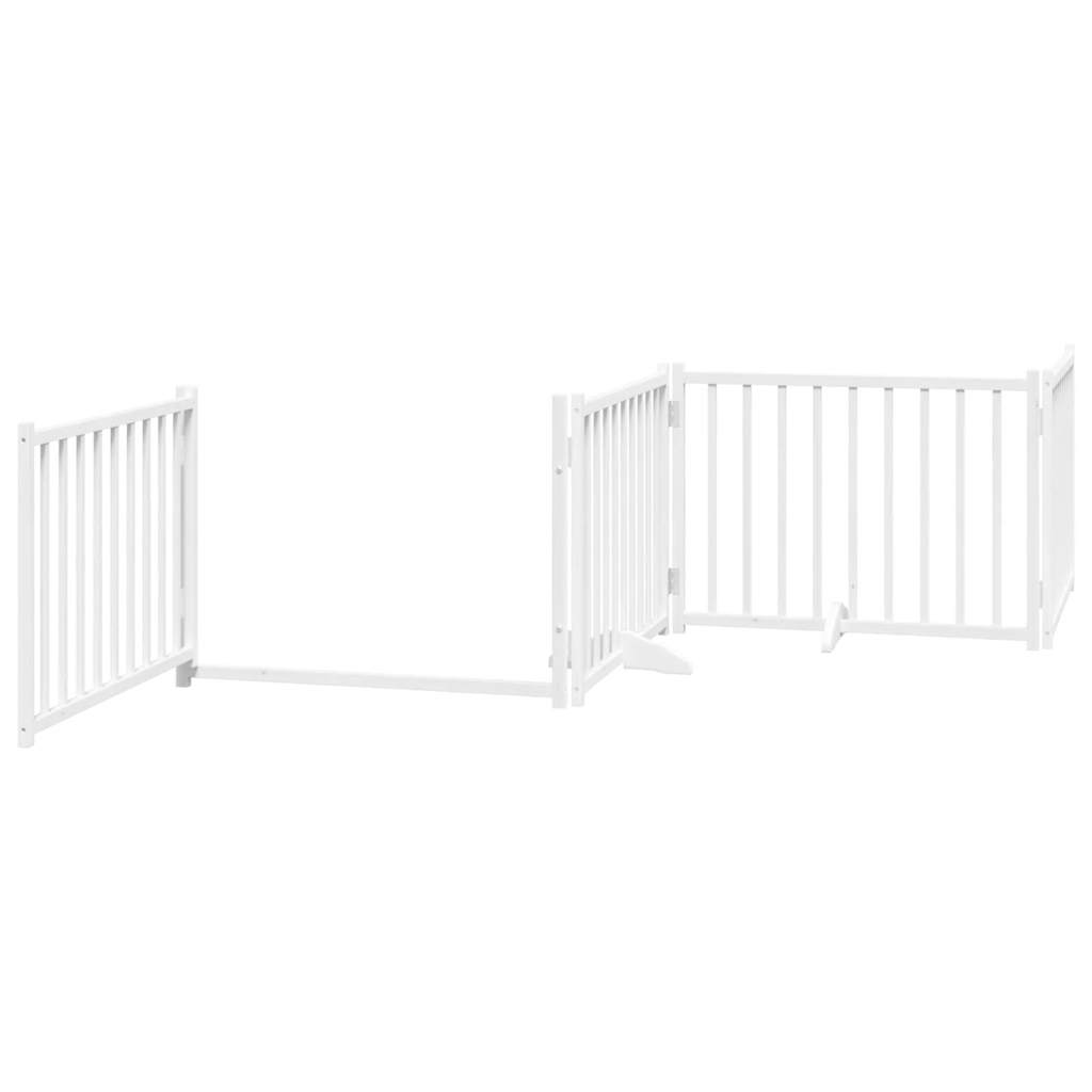 Hondenhek Inklapbaar 4 Panelen 320 Cm Massief Vurenhout 80 x 60 x 2 cm Wit