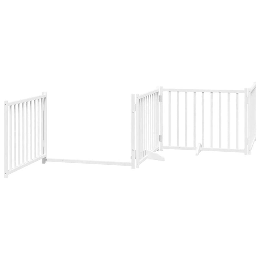 Hondenhek Inklapbaar 4 Panelen 320 Cm Massief Vurenhout 80 x 60 x 2 cm Wit