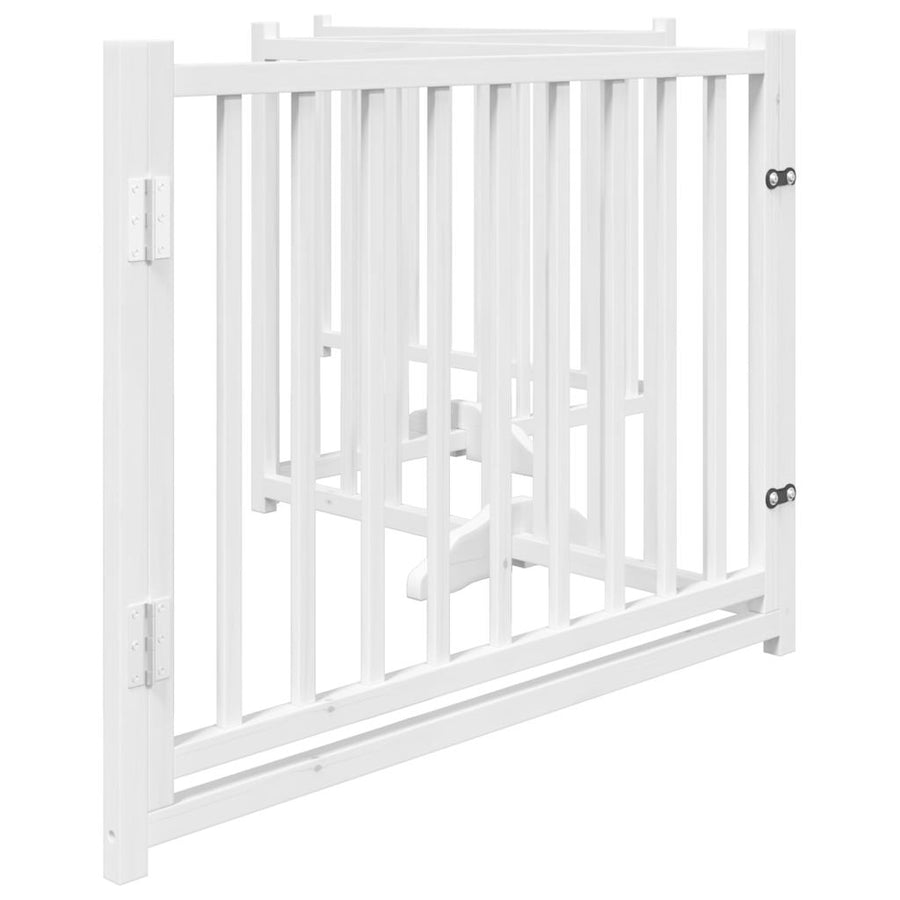Hondenhek Inklapbaar 4 Panelen 320 Cm Massief Vurenhout 80 x 60 x 2 cm Wit