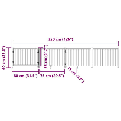 Hondenhek Inklapbaar 4 Panelen 320 Cm Massief Vurenhout 80 x 60 x 2 cm Wit