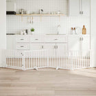 Folding dog gate 4 panels 320 cm solid spruce wood white