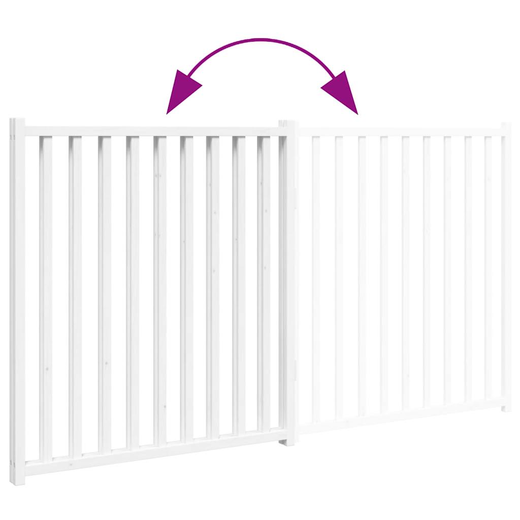 Hondenhek inklapbaar 2 panelen 160 cm massief vurenhout wit