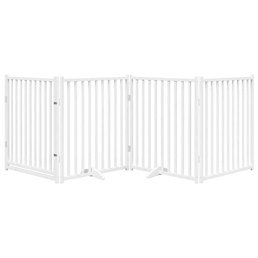 Hondenhek inklapbaar 4 panelen 320 cm massief vurenhout wit