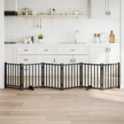 Folding Dog Gate 6 Panels 300 cm Solid Pine Wood Black