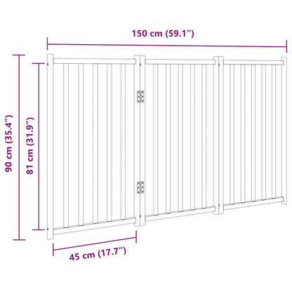Hondenhek Inklapbaar 3 Panelen 150 Cm Massief Vurenhout 50 x 90 x 2 cm Zwart