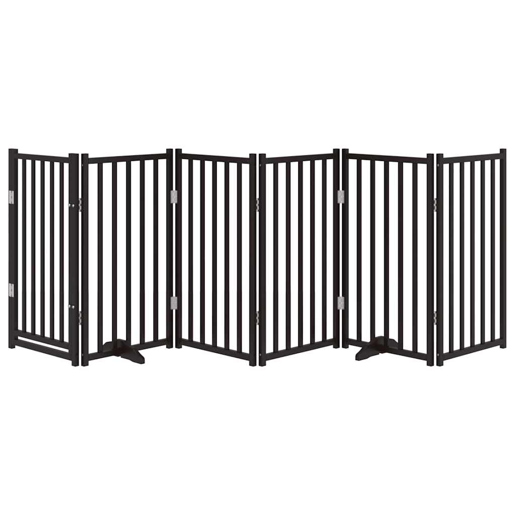 Hondenhek Inklapbaar 6 Panelen 300 Cm Massief Vurenhout 50 x 90 x 2 cm Zwart