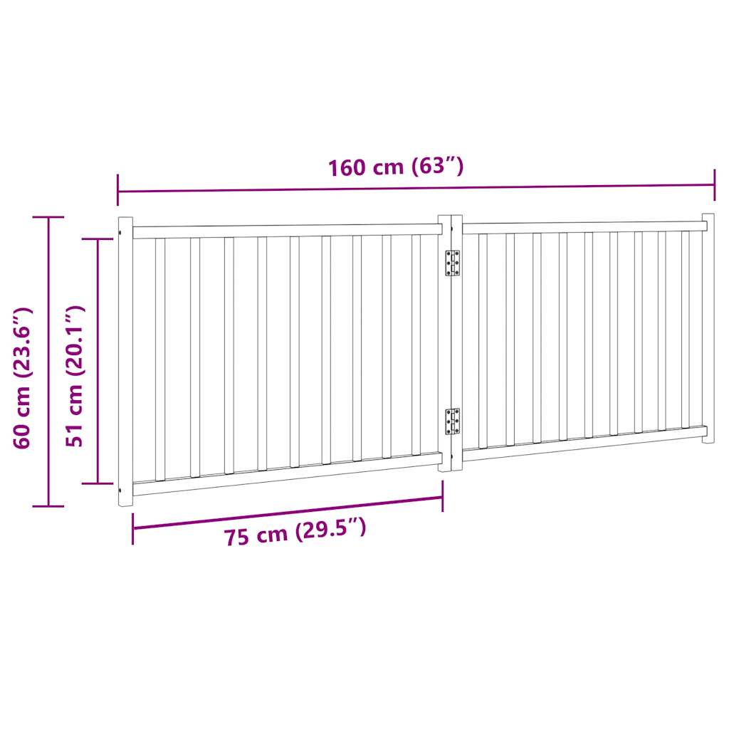 Hondenhek inklapbaar 2 panelen 160 cm massief vurenhout zwart
