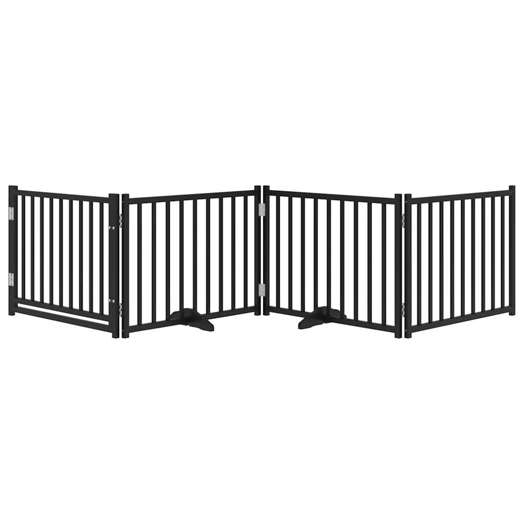 Hondenhek Inklapbaar 4 Panelen 320 Cm Massief Vurenhout Zwart