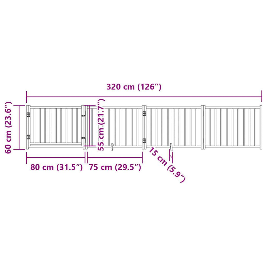 Hondenhek Inklapbaar 4 Panelen 320 Cm Massief Vurenhout Zwart