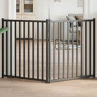 Dog gate collapsible 2 panels 160 cm solid pine wood black