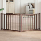 Foldable dog gate 2-panel 160cm solid spruce wood brown oak