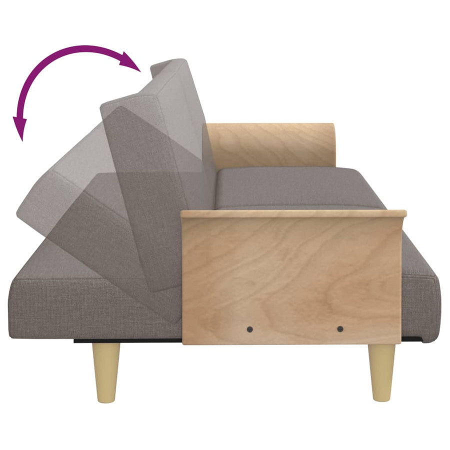 Slaapbank Met Armleuningen Stof Taupe