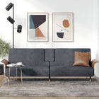 Sofa Bed with Cupholders Velvet Dark Grey