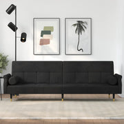 Slaapbank fluweel zwart 216x89x70 cm