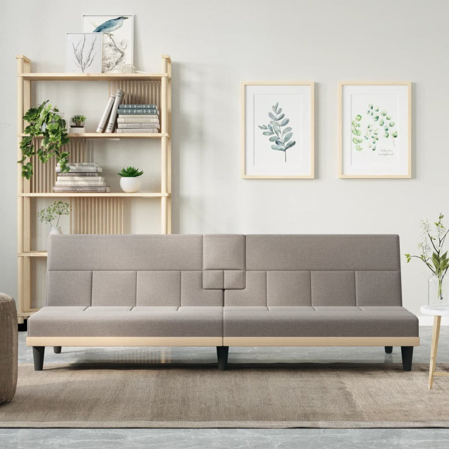 Slaapbank Met Bekerhouders Stof Taupe