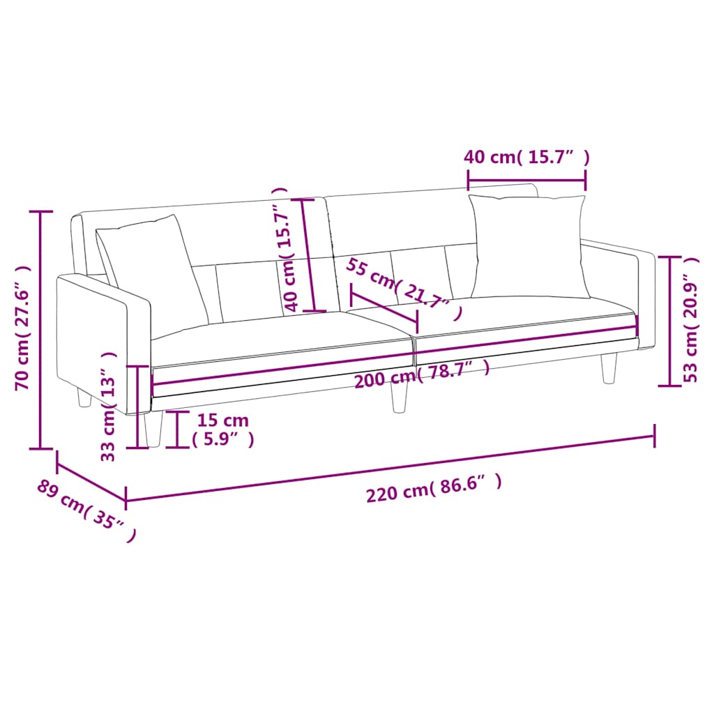 Slaapbank Met Kussens Stof Kleurig Crème