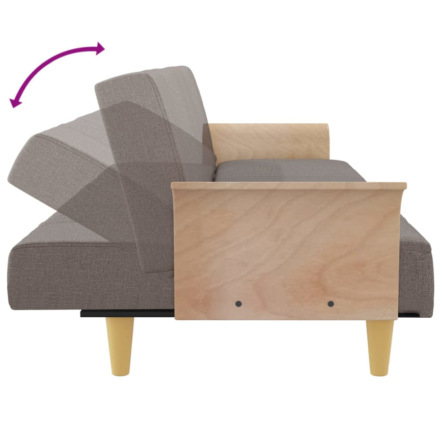 Slaapbank Met Armleuningen Stof Taupe