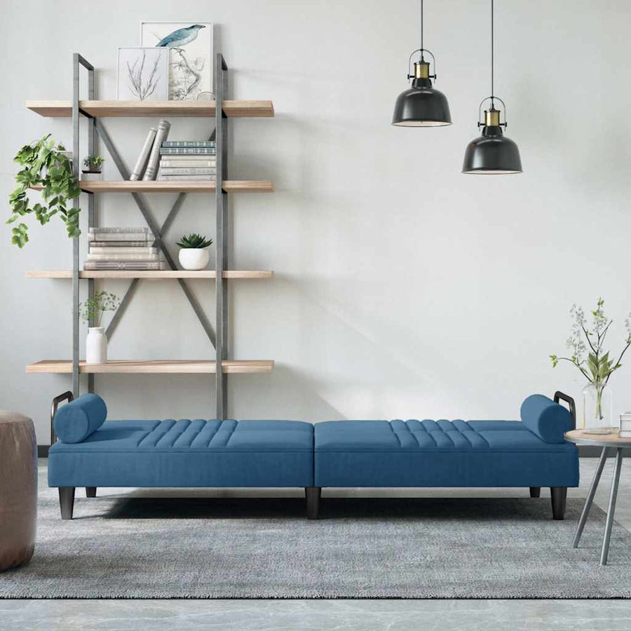 Slaapbank Met Armleuningen Fluweel Blauw